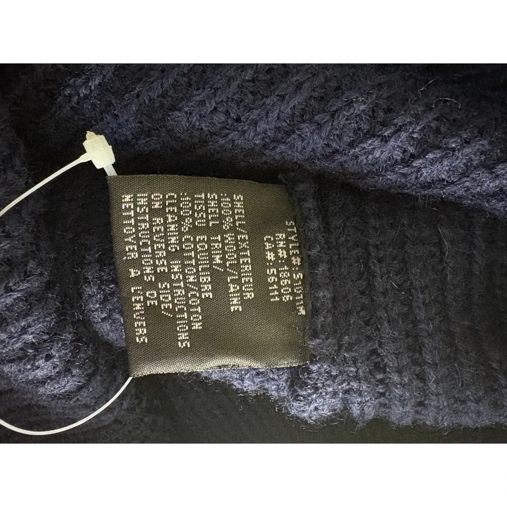 National Geographic Mens 100% Wool Ribbed Shawl Collar Sweater Navy Blue Medium